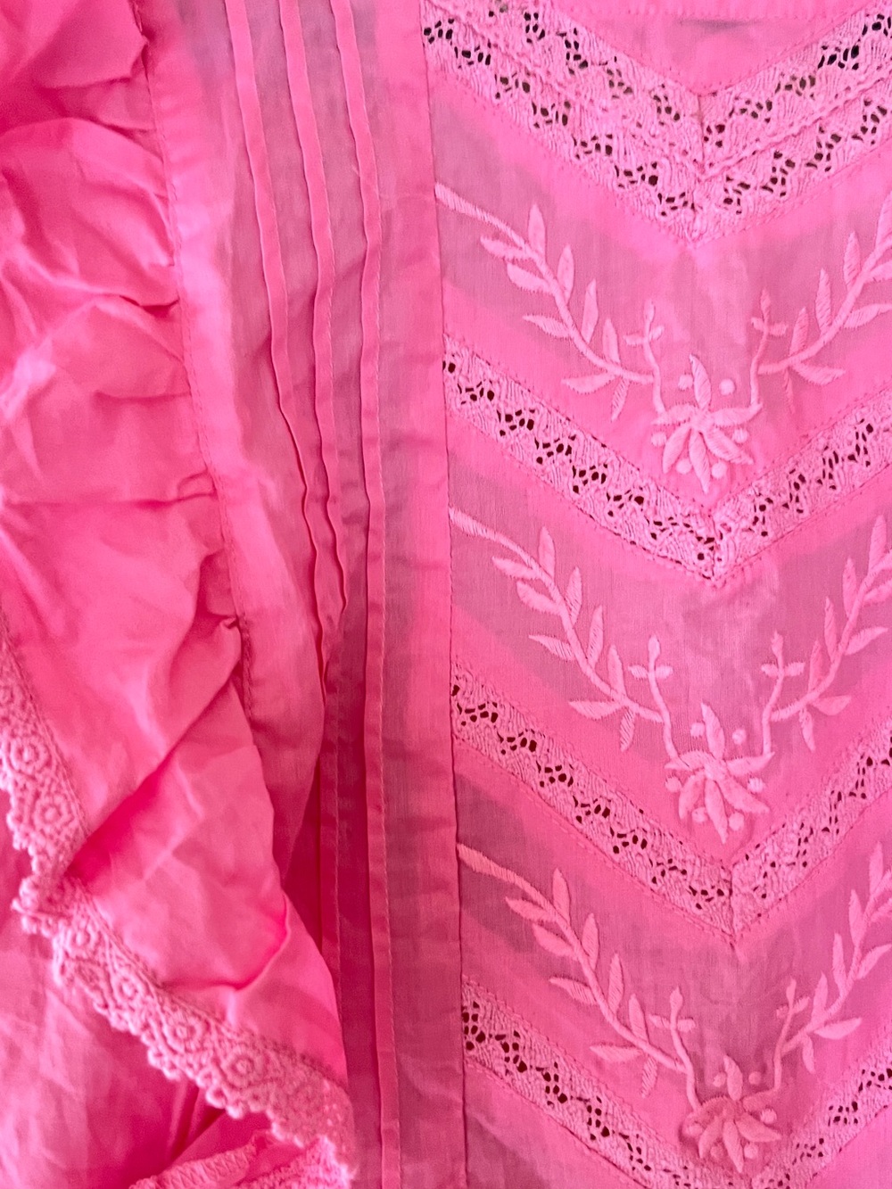 Altar'd State Pink Eyelet Ruffle Flutter Top - Picture 2 of 5